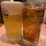 焼肉問屋 牛蔵 - 生中とウーロン茶