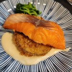 ポチの家 - サーモン白味噌焼きマスカルポーネソース