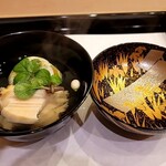 馬車道 大かわ - 鮑とアオサと肝の真薯