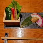 鶏 炭火 地酒 松もと - お通し