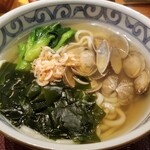 銀座 木屋 - あさりと海老のうどん。