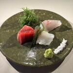 くにんだ - お造り　マグロ、セーイカ、ミーバイ