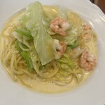 PIZZERIA CERCHIO - エビと春キャベツのクリームソースセット ¥1,540税込