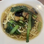 PIZZERIA CERCHIO - 昆布と揚げ茄子・小松菜の和風スパゲティーセット ¥1,540税込