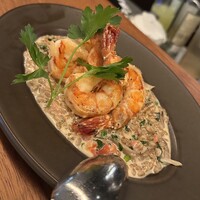 CICADA - 魚介のロースト、ファロと舞茸のクリームリゾット