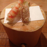 恵比寿　くろいわ - 海老の出汁で炊いた冬瓜と海老の天ぷら