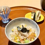 銀座 しのはら - 蟹コロッケ＋トウモロコシの土鍋