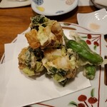 箸の音 - 貝柱と空豆のかき揚げ