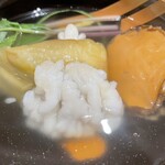 銀座 しのはら - 手前：鱧　奥：加茂茄子と鮑