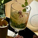 銀座 しのはら - ホタテとあずき菜の加減酢ジュレがけ