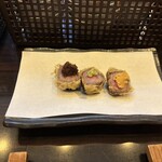 天ぷら さき - イチボの天ぷら3種味