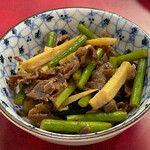 もんた - ニンニクの芽とたけのこ肉炒め
