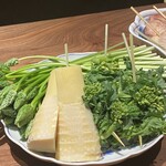 wabiya - アスパラソバージュ、筍、菜の花　季節のお野菜