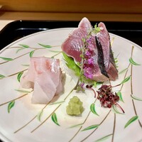 八寸 - ③お造り　淡路の鯛、鰹