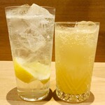 宿酒 きんきん - 20250519生レモンサワー600円・曙色梅酒ソーダ割700円