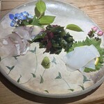 うたの木 - しまあじとヤリイカ。甘醤油でいただきました。