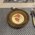 141 - 生ハムとブラッタチーズの冷製コーンポタージュ(大好物)