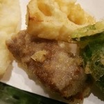 みつ林 - 5000円コースの天ぷら     キス・黒毛和牛・万願寺唐辛子・レンコン