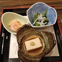 和食 鮨 日本酒 銀波 銀座店 - 前菜三種盛り合わせ