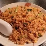 土鍋・大餃子 - 鶏肉と青菜唐辛子チャーハン