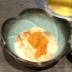 魚屋ひでぞう - 突き出し『雲丹と湯葉』の小鉢