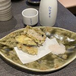 魚屋ひでぞう - 4品目 『お茄子の挟み揚げ』です。