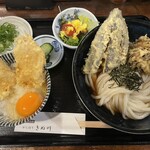 饂飩とお酒 からほり きぬ川 - おやこめしセット(野菜天のせ) 1200円