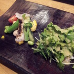 紬山荘 - 鱸と地元野菜２０１４，８昼