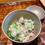 鮨 三心 - ①蛤と菜の花のリゾット 滋賀県ニホンバレ