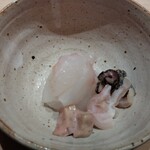 すしやのたい悟 - 虎魚3点盛り（上身、皮、肝）・全員