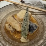 梅 - 海老真薯の揚げ浸し