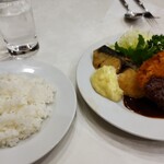 レストラン桂 - Aランチ、チキンかつと鰆のバター焼き　1150円