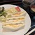 SOS - 料理写真:Bモーニング (700円)サンドイッチとサラダと朝に嬉しい手作りお味噌汁でほっこり。飲み物はコーヒー、紅茶、ミルクから選べます。卵部分はゆで卵ではなく、きちんと焼いた卵焼きが中にインしてます。