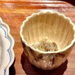 炎水 - お造りの真鯛の皮のポン酢和え　コレも美味しい♫