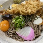富士 - 冷田舎そば大盛　エビ天載せ