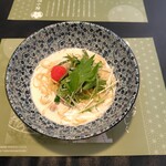 ニーニャニーニョ 桜小町 - アスパラと帆立貝柱の明太子クリームパスタ