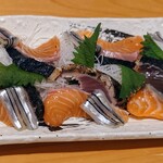 のぼせもん - 旬魚盛合せ（カツオ、サーモン、キビナゴ）