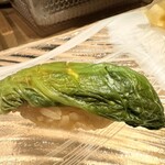 鮨 起承転結 - 蔵王菜。高菜に似た辛さがあって気に入りました♡