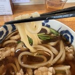手打ちうどん まつ奈 - 麺は1センチ幅くらい？（個人的見解に基づく目視による）
