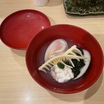 串揚げ タケナカ - 破竹とわかめとはまぐりとふぐのお吸い物