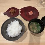 串揚げ タケナカ - 土鍋ご飯とお味噌汁