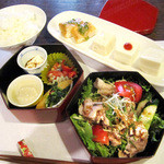 今原町家 - 器楽膳〜味わい。この他に生麩田楽、ソーメン、珈琲、デザートが付いて1500円(税込)【2014.8月】