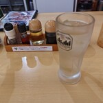 横堀餃子   - ニッカセッションハイボールと、調味料たち