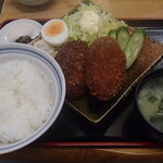 みさき庵 - コロッケ・メンチ定食