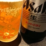 中華そば きび - 瓶ビールとグラス