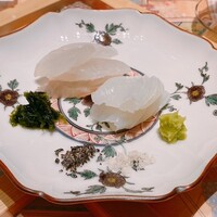 銀座 結絆 - 烏賊とアコウの刺身