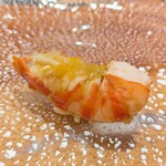 寿司 あさ海 - 車海老 渡り蟹の味噌乗せ