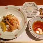 米福 - 白海老と明日葉の天ぷら