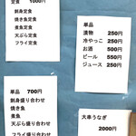 御食事処 友 - メニュー(店内壁貼り)