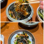 焼肉 隼 - …もやし、センマイ、小松菜のナムルにキムチを混ぜてあり
刻んだ韓国海苔がたっぷりかけらています。
ちょうど良いおつまみです♪( ´▽｀)